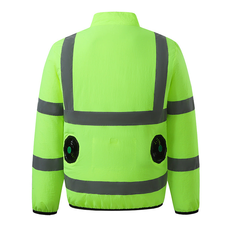 Cross-border Summer New Reflective Strip Air-conditioning Suit Jacket Clothes with Fan Safety Work Clothes Men's Service Clothes