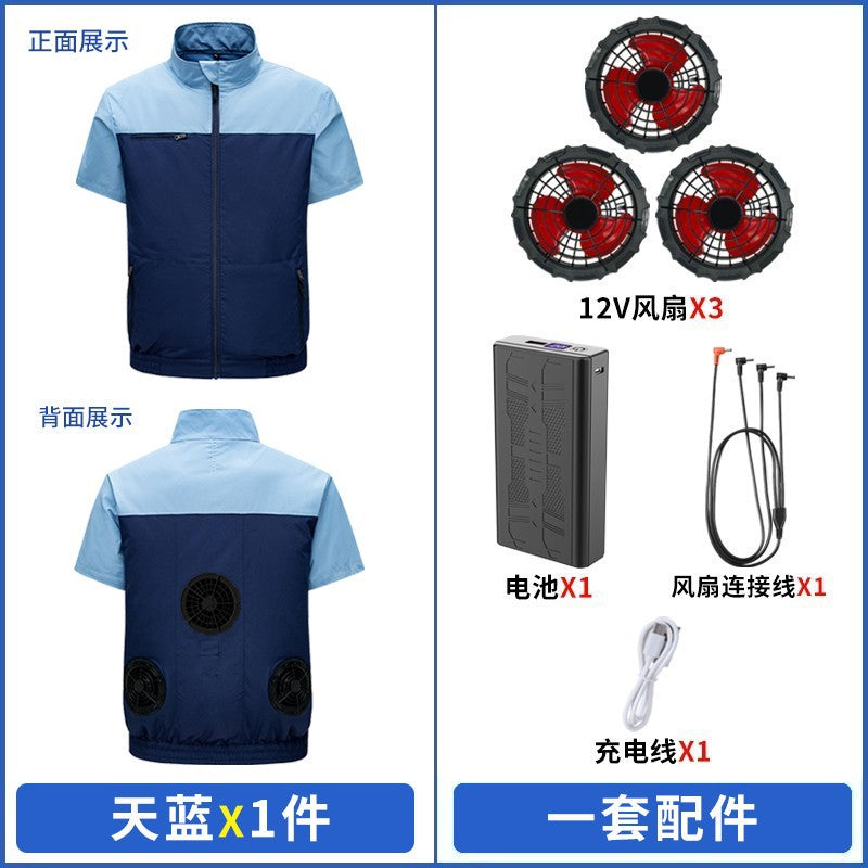 国境を越えた新しいスマート空調服ジャケット 扇風機付き 屋外作業服 労働保護 扇風機服