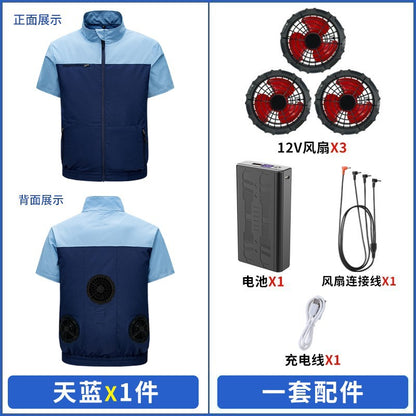 国境を越えた新しいスマート空調服ジャケット 扇風機付き 屋外作業服 労働保護 扇風機服