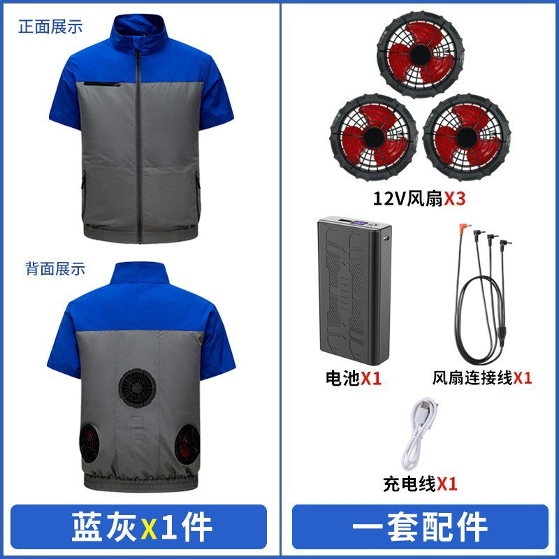 国境を越えた新しいスマート空調服ジャケット 扇風機付き 屋外作業服 労働保護 扇風機服