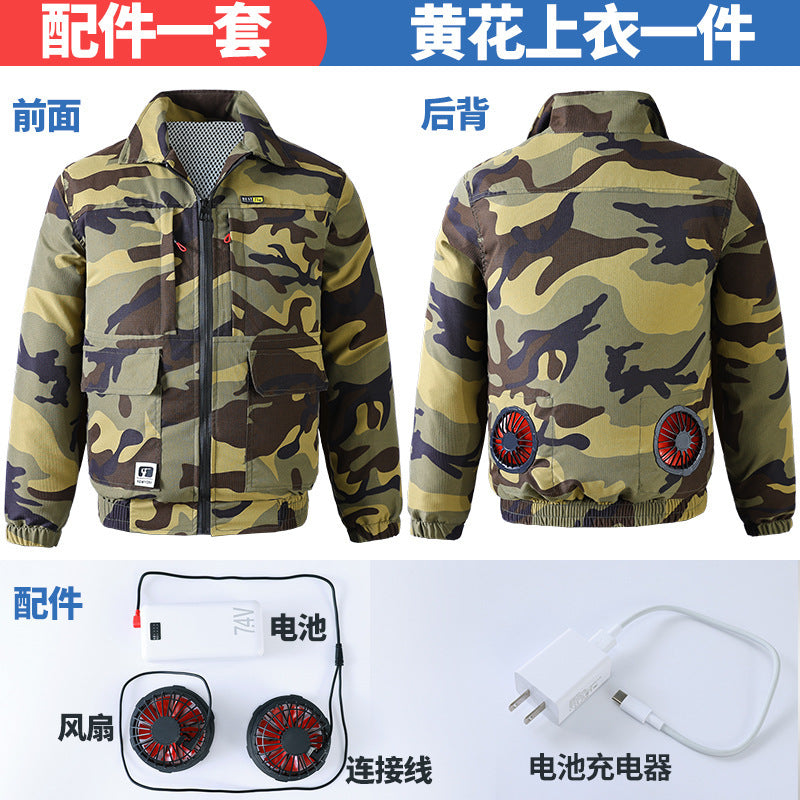 メンズ夏用空調服、ファン付き冷却服、溶接現場熱中症対策作業着