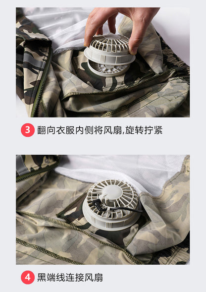 国境を越えた新しいスマート空調服ジャケット 扇風機付き 屋外作業服 労働保護 扇風機服