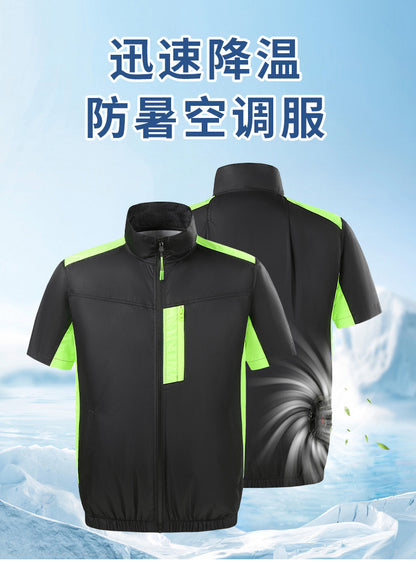 Cross-border Heat Prevention Fan Clothing Short-sleeved Air Conditioning Clothing Intelligent Cooling Refrigeration Clothing Men's and Women's Labor Protection Welding Short-sleeved Jacket