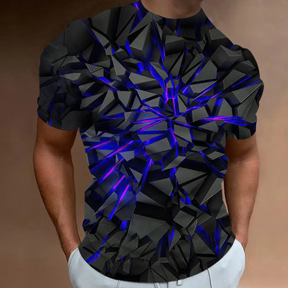 Fashion T-Shirts For Men 3d Line Printed Men'S Clothing Street Designer Short Sleeved Oversized Top Tees Daily Casual Sportswear