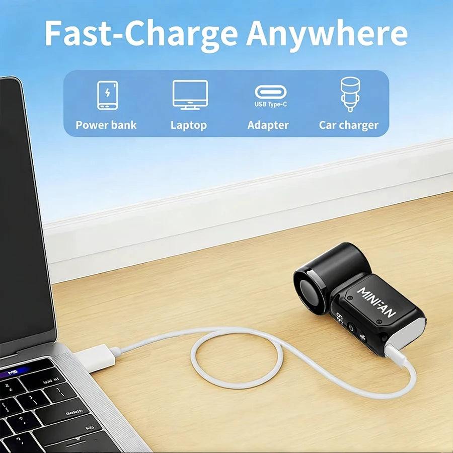 ポータブル扇風機 ミニ ハンディファン USB充電式 静音 3段階風量調節 夏 携帯 旅行 オフィス デスク