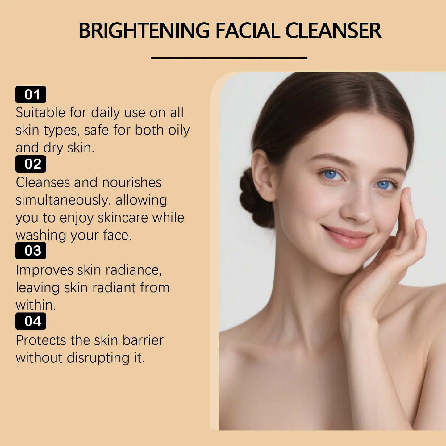Turmeric Cleanser Moisturize Facial Brightening Skin Tone Daily Face Wash Foam Skincare Deep Clean Blackhead Removal Oil Control