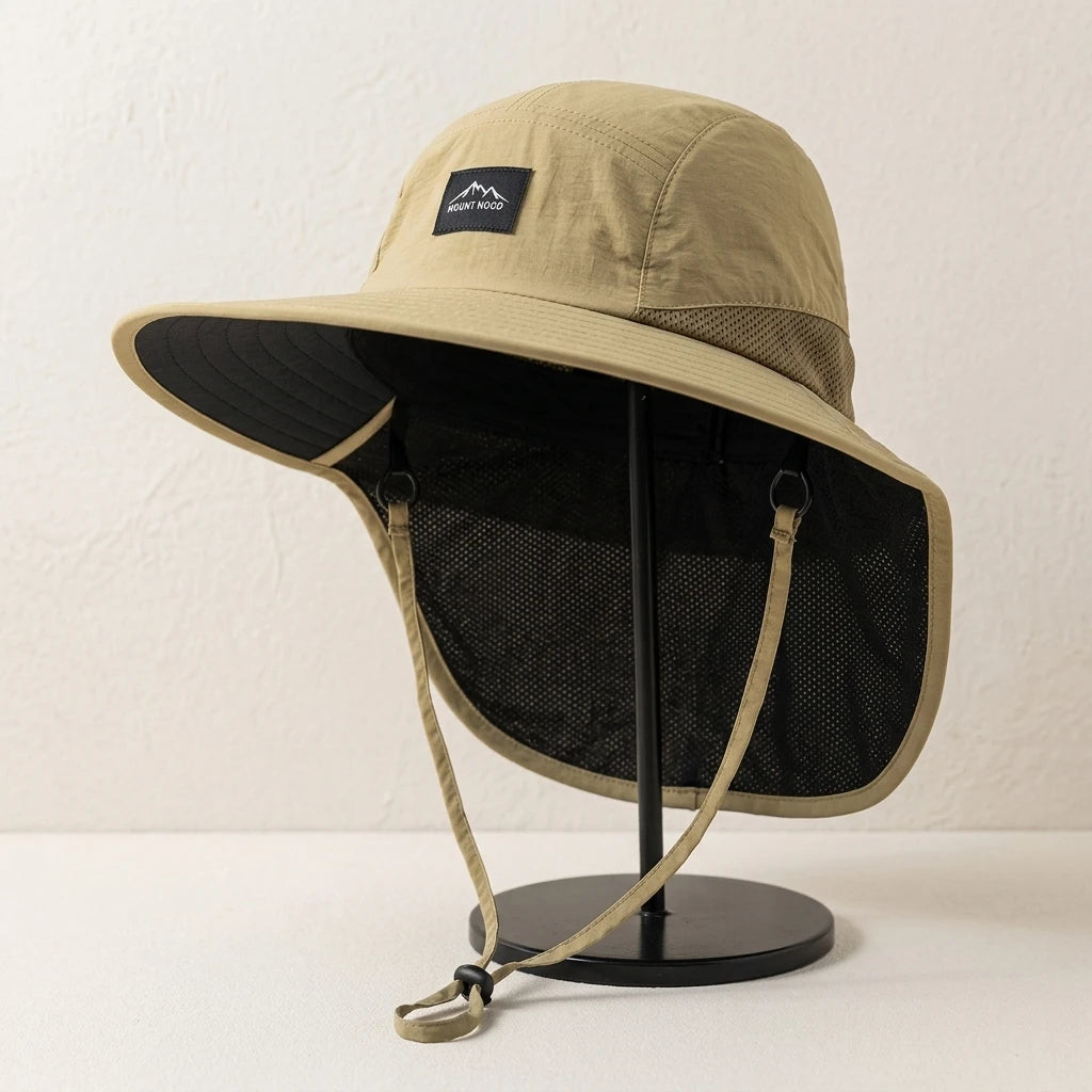 Unisex Bucket Hats Summer Wide Brim Neck Sun-Protection Outdoor Visor Quick-drying Panama Sunscreen Tied Fishing Hiking Hat
