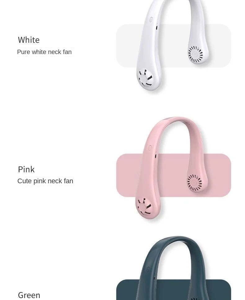 Hanging Neck Fan Portable USB Charging Mini Neck Hanging Fan Vaneless Air Cooler Outdoor Silent Multi Functional Sports Fan