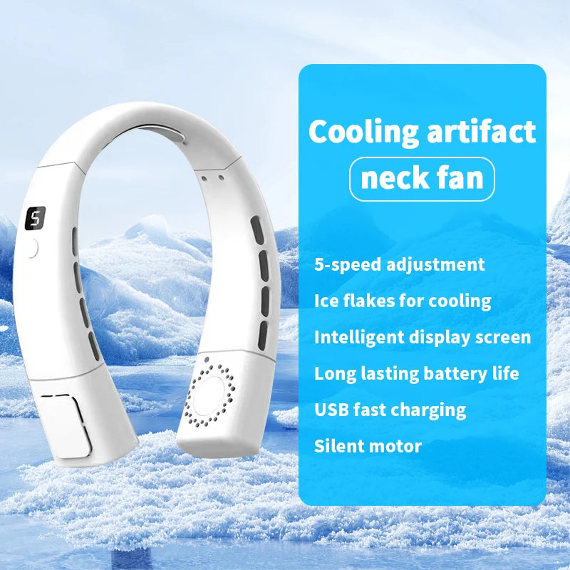 Neck fan, neck cooling device, strong wind but quiet, long battery life, summer cooling must-have item
