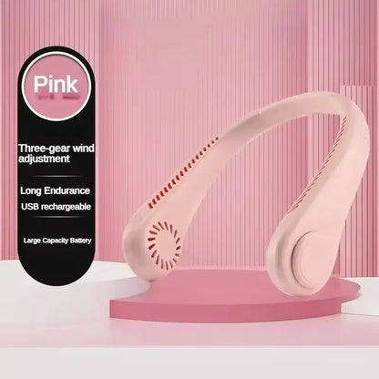 Hanging Neck Fan Portable USB Charging Mini Neck Hanging Fan Vaneless Air Cooler Outdoor Silent Multi Functional Sports Fan