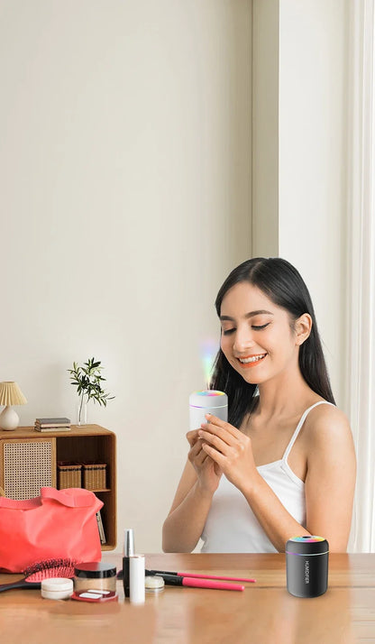 ミニ加湿器 USB給電式 180ML アロマディフューザー エッセンシャルオイル対応 アロマテラピーミストメーカー ライト付き 車内 自宅 寝室用