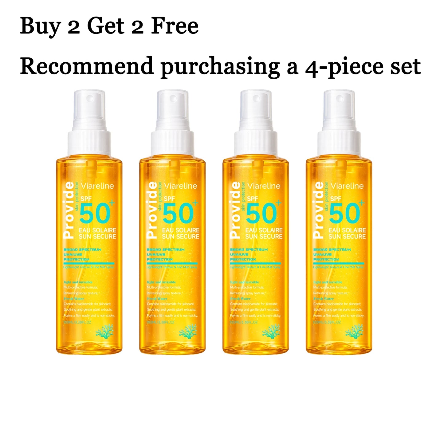 100ML Spf50 Sunscreen Spray Non-stciky Protect Skin Moisturizing Enhance Smoothness Refreshing Prevent Sunburn Sunscreen Spray