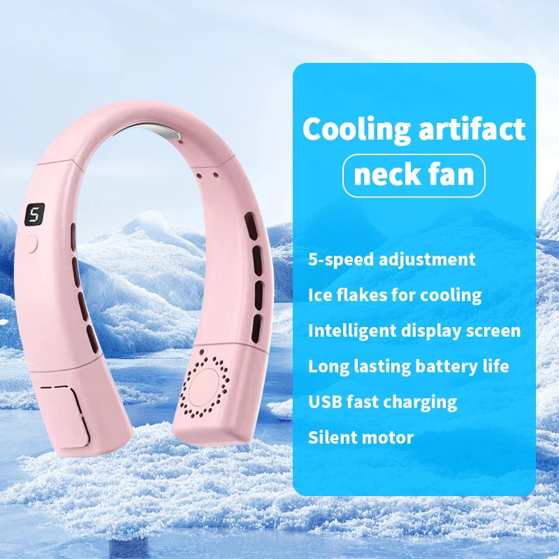 Neck fan, neck cooling device, strong wind but quiet, long battery life, summer cooling must-have item