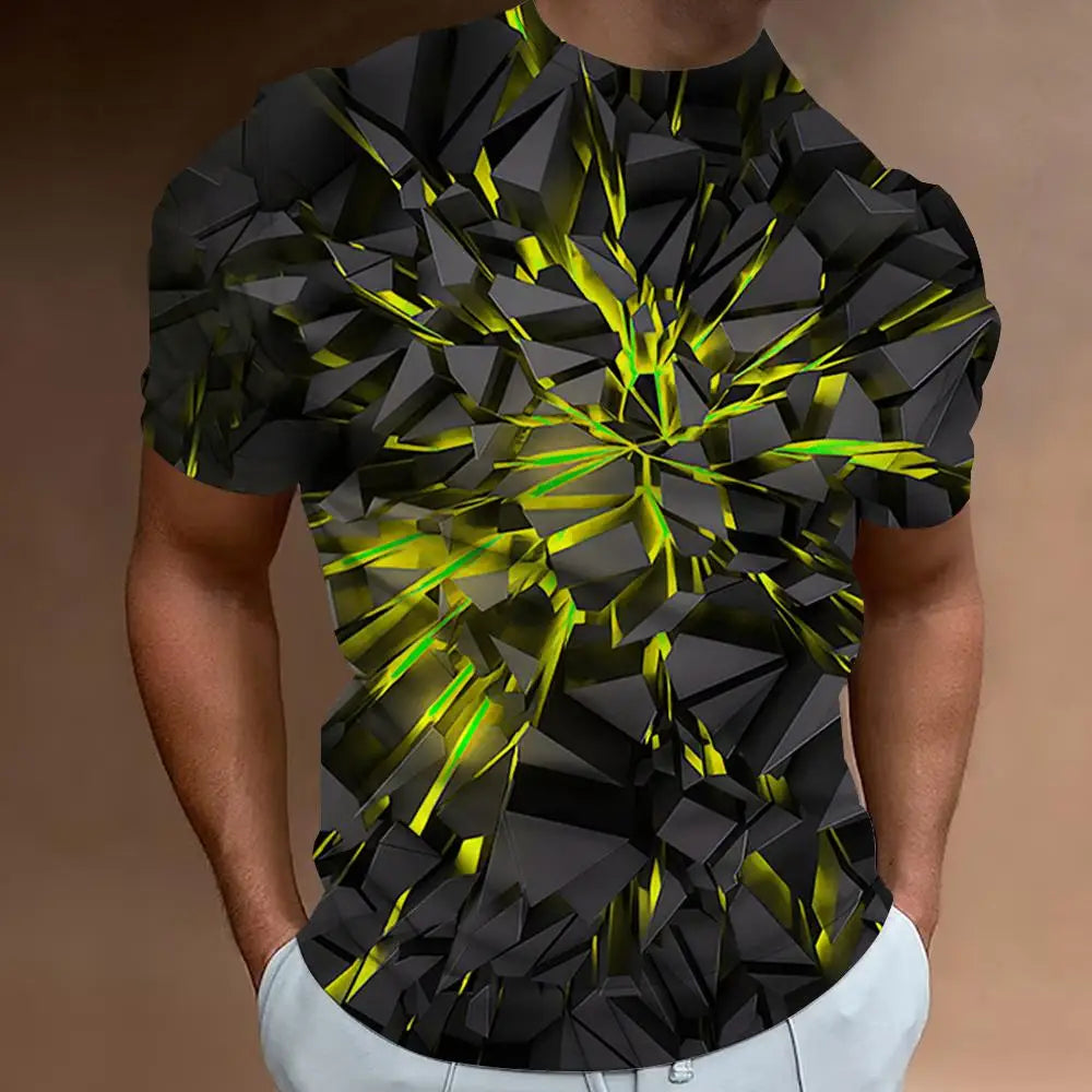 Fashion T-Shirts For Men 3d Line Printed Men'S Clothing Street Designer Short Sleeved Oversized Top Tees Daily Casual Sportswear