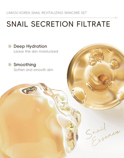 5pcs Boxed Korea Snail Skin Care Set Snail Face Cleanser Essence Cream Smoothing Toner Serum Repairing Eye Cream Collagen Set