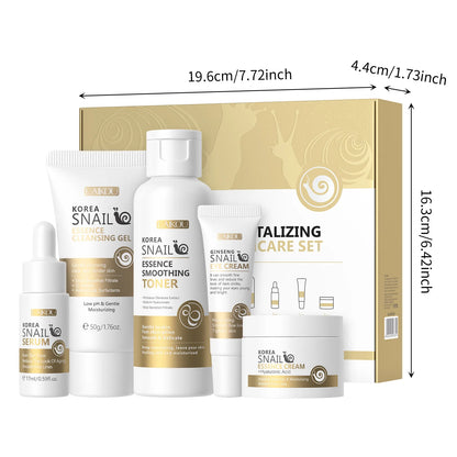 5pcs Boxed Korea Snail Skin Care Set Snail Face Cleanser Essence Cream Smoothing Toner Serum Repairing Eye Cream Collagen Set