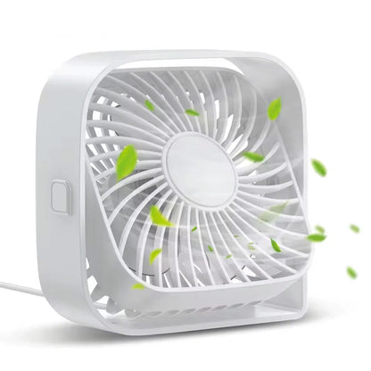 USB-powered desktop mini fan, portable desk fan with 360° rotation, suitable for offices, bedrooms, and study rooms