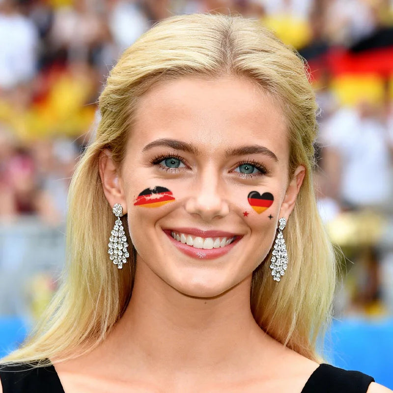 Germany Flag Temporary Tattoo Sticker, Long-lasting and Waterproof, Festival, Football, Soccer Fan Face Stickers, Arm, Face