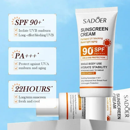 SPF90+ sunscreen, UV protection, whitening sunscreen, moisturizing, whitening, facial and body sunscreen, skin care, anti-aging