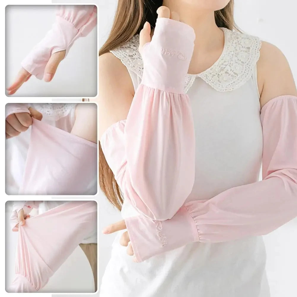 Summer Loose Sunscreen Driving Ice Silk Sleeve Female Long Length UV Protection Arm Arm Glove Sleeves Super Soft Breathable