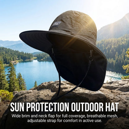 Unisex Bucket Hats Summer Wide Brim Neck Sun-Protection Outdoor Visor Quick-drying Panama Sunscreen Tied Fishing Hiking Hat