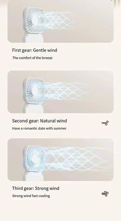 Portable Neck Fan Foldable Mini Handheld Fan with Power Bank USB Rechargeable Small Hand Fan Hanging Neck Fan Folding Desk Fan