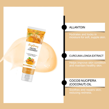 Turmeric Cleanser Moisturize Facial Brightening Skin Tone Daily Face Wash Foam Skincare Deep Clean Blackhead Removal Oil Control