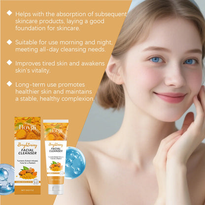 Turmeric Cleanser Moisturize Facial Brightening Skin Tone Daily Face Wash Foam Skincare Deep Clean Blackhead Removal Oil Control