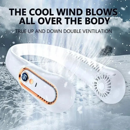 Hanging Neck Fan Digital Display Power Ventilador Bladeless Neckband Fan Portable Mini Air Cooler USB Rechargeable Electric Fans