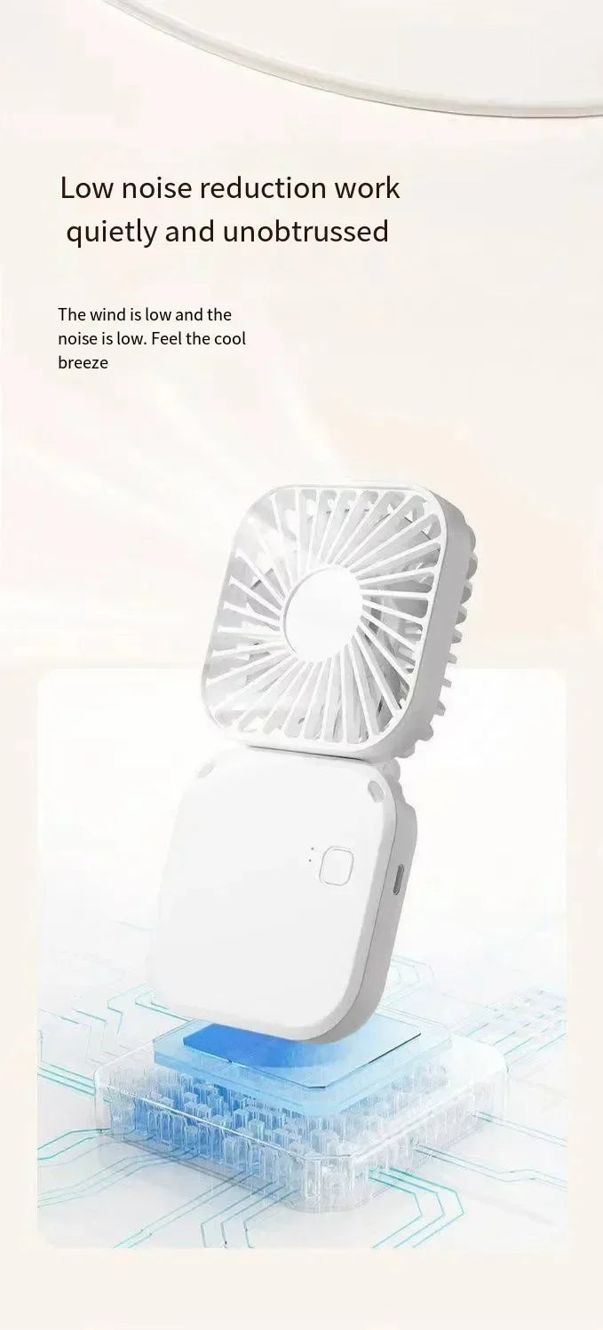 Portable Neck Fan Foldable Mini Handheld Fan with Power Bank USB Rechargeable Small Hand Fan Hanging Neck Fan Folding Desk Fan