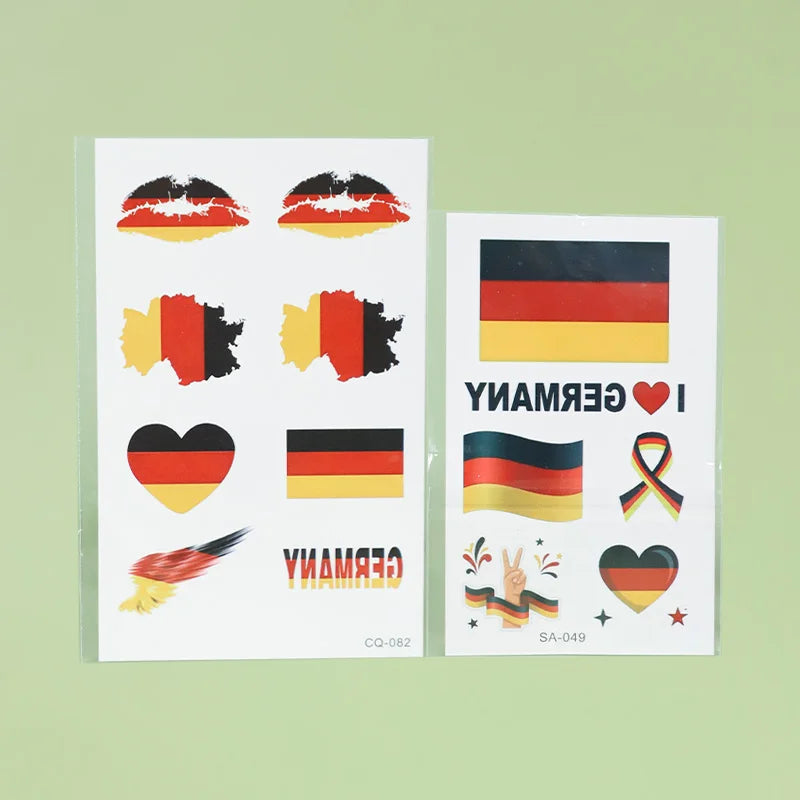 Germany Flag Temporary Tattoo Sticker, Long-lasting and Waterproof, Festival, Football, Soccer Fan Face Stickers, Arm, Face