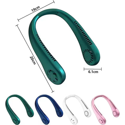 Hanging Neck Fan Portable USB Charging Mini Neck Hanging Fan Vaneless Air Cooler Outdoor Silent Multi Functional Sports Fan