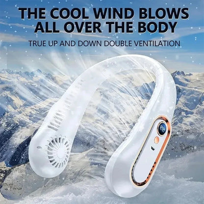 Hanging Neck Fan Digital Display Power Ventilador Bladeless Neckband Fan Portable Mini Air Cooler USB Rechargeable Electric Fans