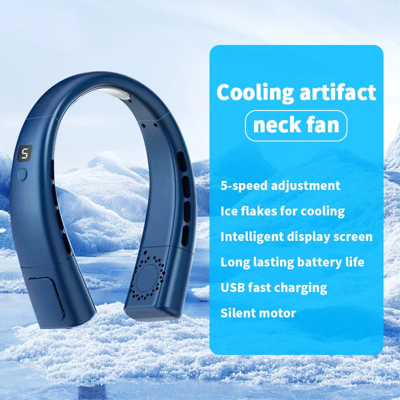 Neck fan, neck cooling device, strong wind but quiet, long battery life, summer cooling must-have item