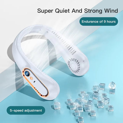 Hanging Neck Fan Digital Display Power Ventilador Bladeless Neckband Fan Portable Mini Air Cooler USB Rechargeable Electric Fans