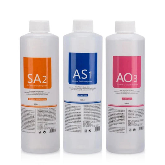 フェイシャルスキンケア フェイスセラム AS1 SA2 AO3 アクアピールソリューション フェイシャルマシン用ディープクレンジング 400ml セラム3本セット