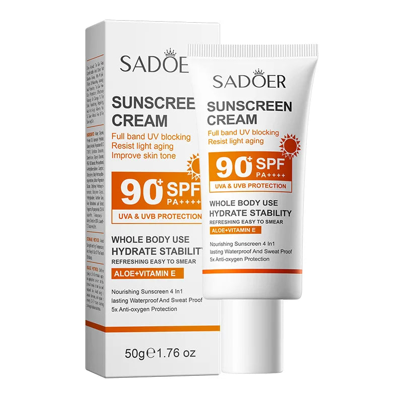 日焼け止め乳液（顔・からだ用）、スーパー220g、50g（ミニボトル）、SPF90 PA+++++、全身用