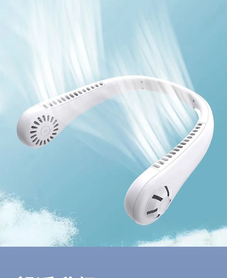 Hanging Neck Fan Portable USB Charging Mini Neck Hanging Fan Vaneless Air Cooler Outdoor Silent Multi Functional Sports Fan
