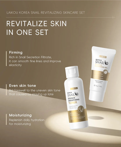 5pcs Boxed Korea Snail Skin Care Set Snail Face Cleanser Essence Cream Smoothing Toner Serum Repairing Eye Cream Collagen Set