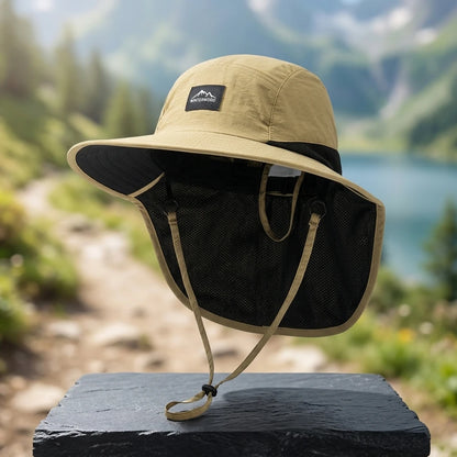Unisex Bucket Hats Summer Wide Brim Neck Sun-Protection Outdoor Visor Quick-drying Panama Sunscreen Tied Fishing Hiking Hat