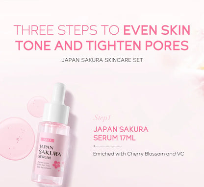 LAIKOU サクラ スキンケアセット フェイシャルクレンザー フェイスクリーム 美容液 化粧水 保湿 美白 しわ防止 スキンケアキット