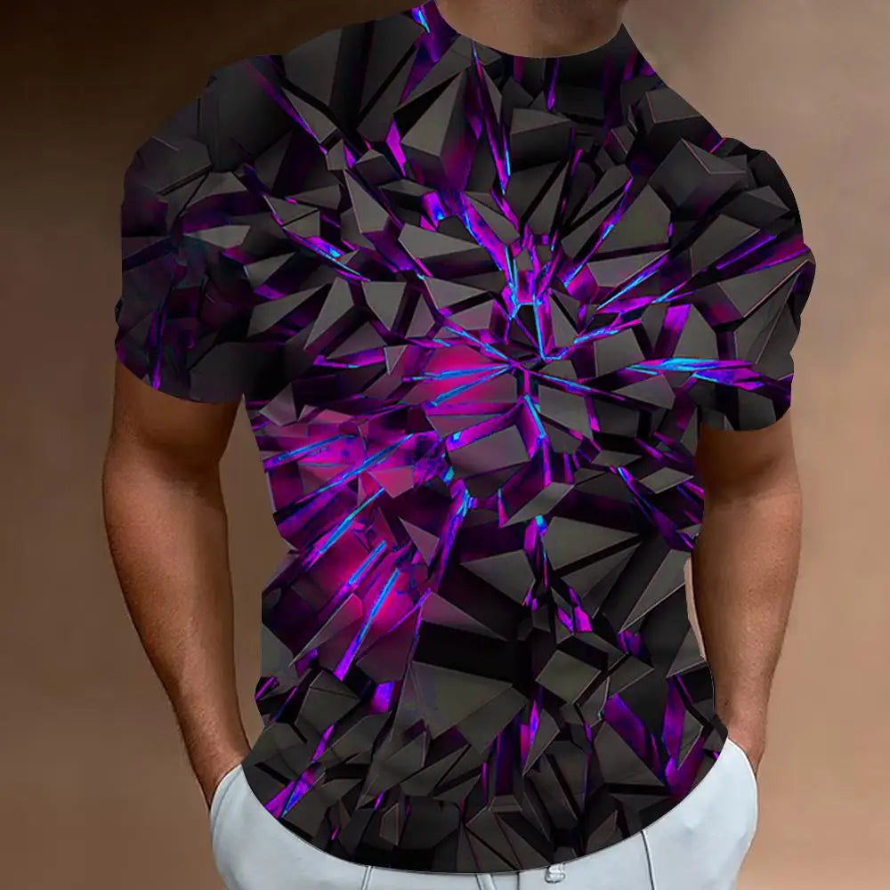 Fashion T-Shirts For Men 3d Line Printed Men'S Clothing Street Designer Short Sleeved Oversized Top Tees Daily Casual Sportswear