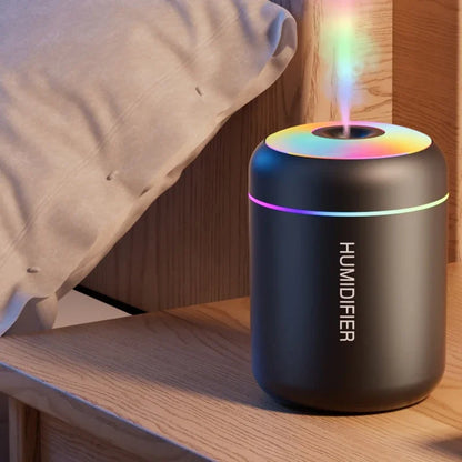 ミニ加湿器 USB給電式 180ML アロマディフューザー エッセンシャルオイル対応 アロマテラピーミストメーカー ライト付き 車内 自宅 寝室用