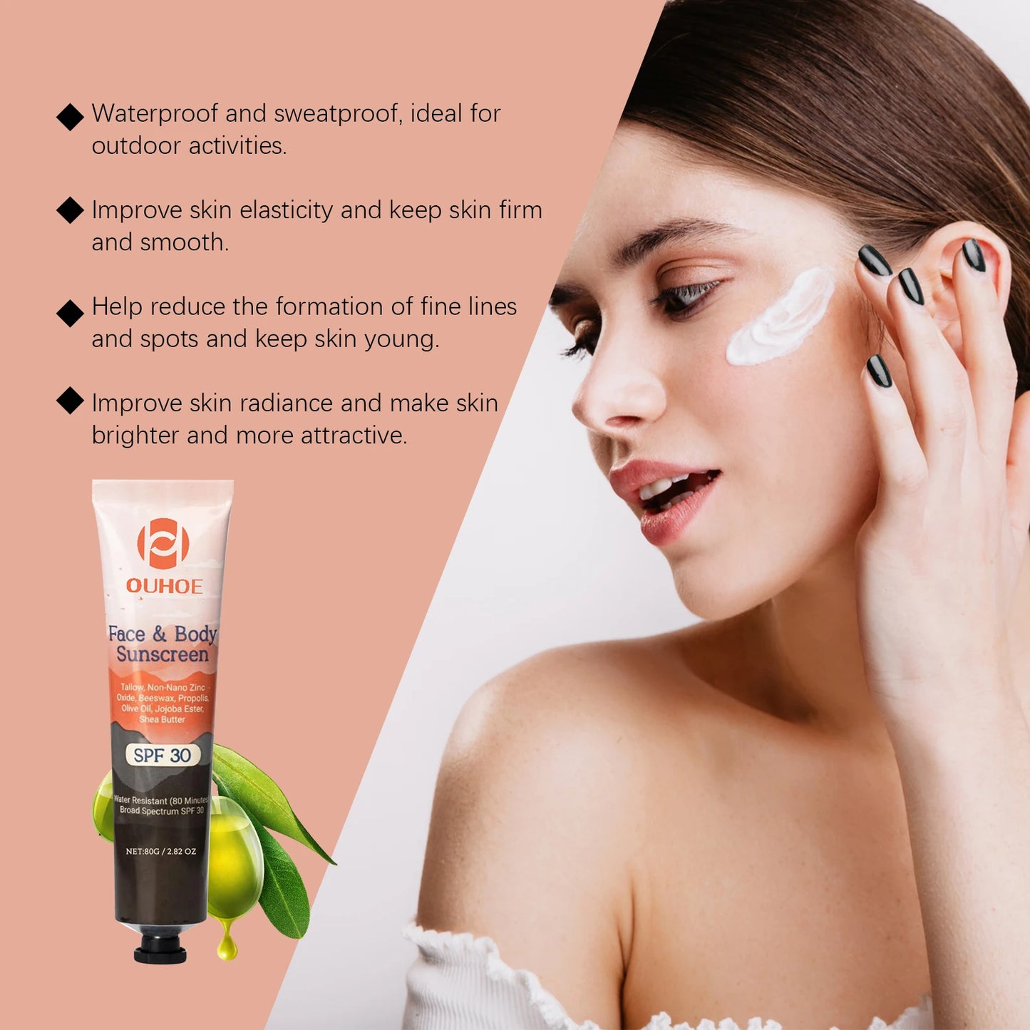 Facial Body Sunscreen UV Protection Waterproof Oil Control Sunblock Moisturizing Brightening Refresh Summer Anti Sunburn Spf30+