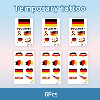 Germany Flag Temporary Tattoo Sticker, Long-lasting and Waterproof, Festival, Football, Soccer Fan Face Stickers, Arm, Face