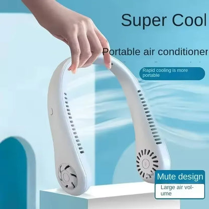 Hanging Neck Fan Portable USB Charging Mini Neck Hanging Fan Vaneless Air Cooler Outdoor Silent Multi Functional Sports Fan