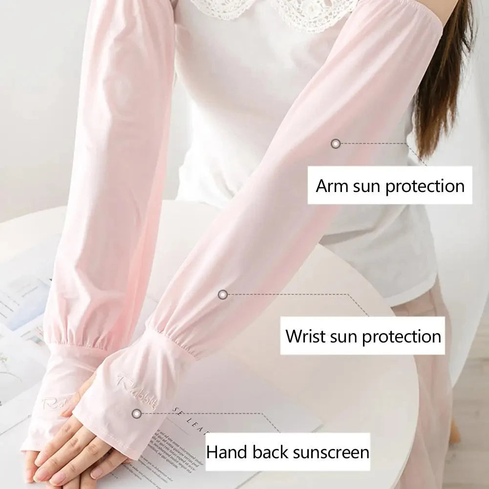Summer Loose Sunscreen Driving Ice Silk Sleeve Female Long Length UV Protection Arm Arm Glove Sleeves Super Soft Breathable