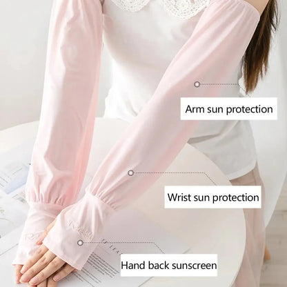 Summer Loose Sunscreen Driving Ice Silk Sleeve Female Long Length UV Protection Arm Arm Glove Sleeves Super Soft Breathable