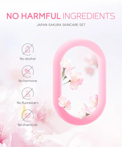 LAIKOU サクラ スキンケアセット フェイシャルクレンザー フェイスクリーム 美容液 化粧水 保湿 美白 しわ防止 スキンケアキット