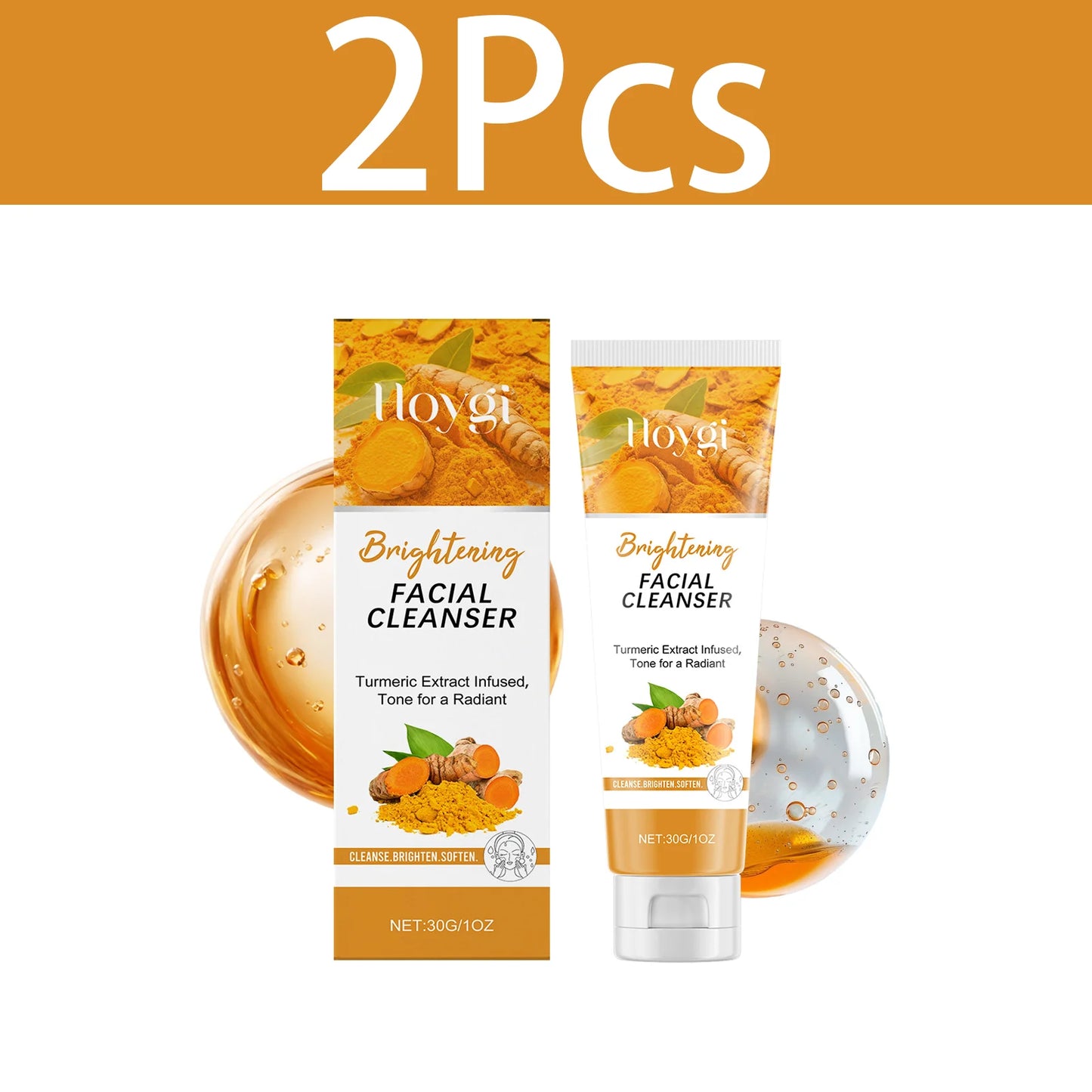 Turmeric Cleanser Moisturize Facial Brightening Skin Tone Daily Face Wash Foam Skincare Deep Clean Blackhead Removal Oil Control